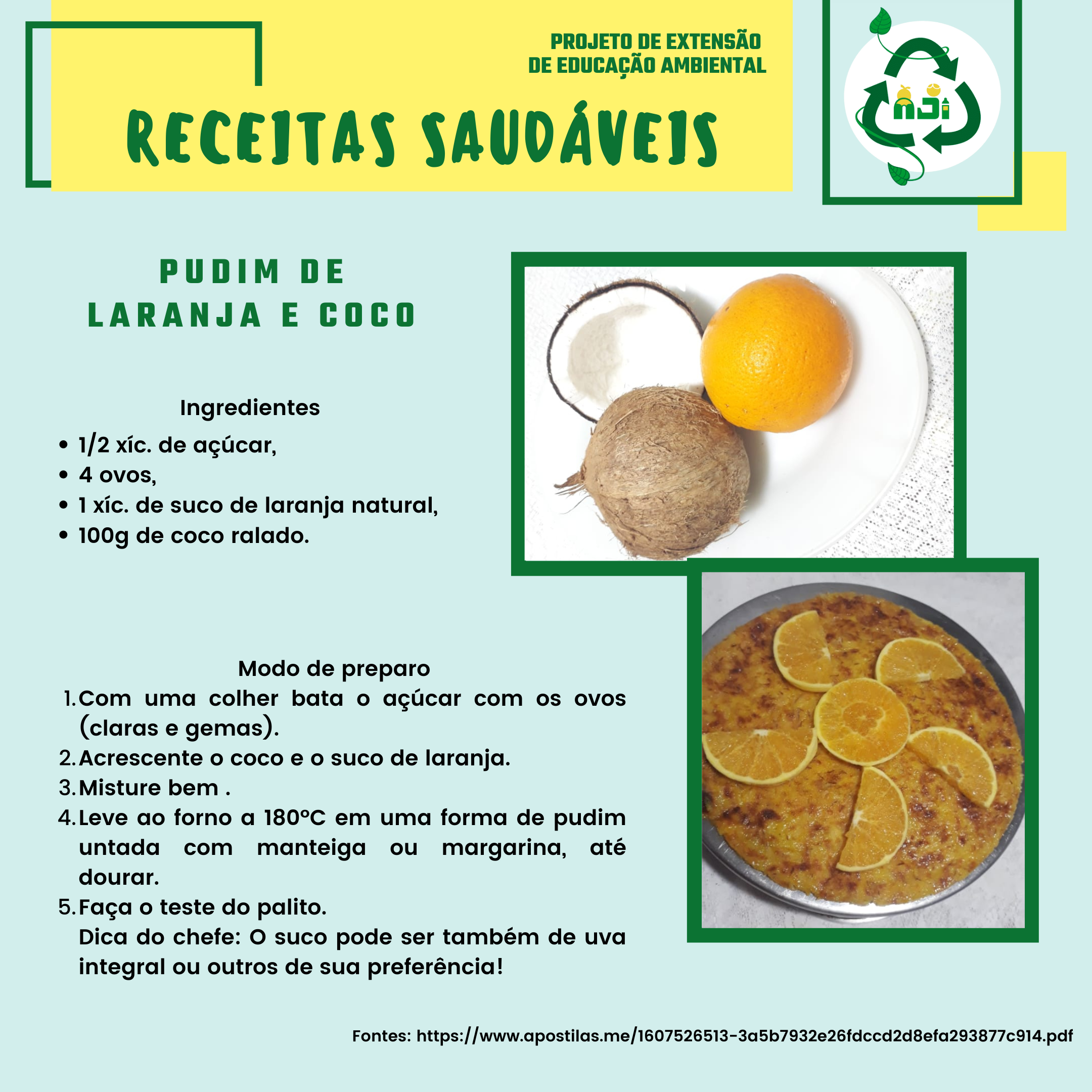 Receita de pudim de 4 ingredientes, Receitas